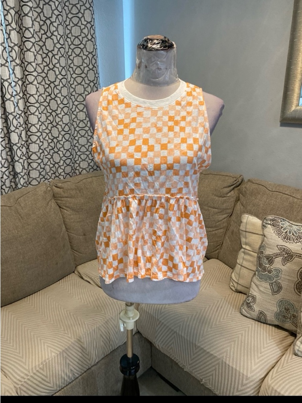 New American Eagle Small Sunchaser Tie-Back Babydoll Tank Top in an orange